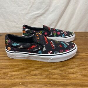 Vans Classic Slip-On Disruptive Black/True White Sneakers Men's 6‎ Women's 7.5